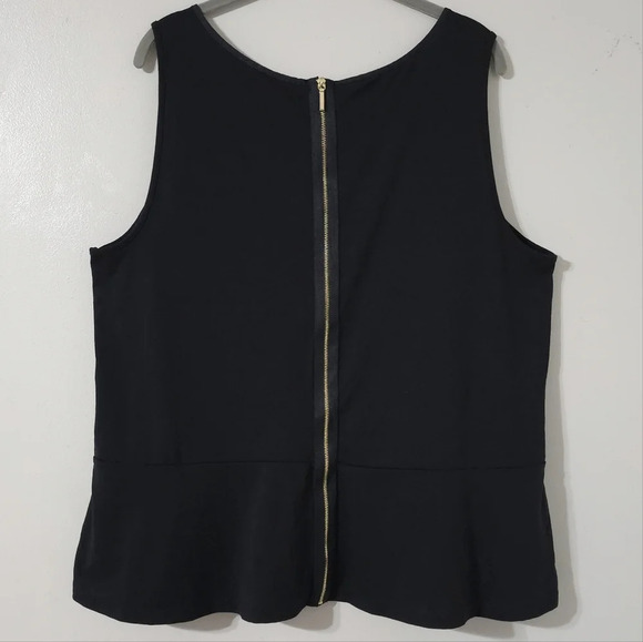 ✨️4/$20. Sleevesless Peplum Top, Front Lace, Solid Back, Black Top, 3X - Picture 7 of 16